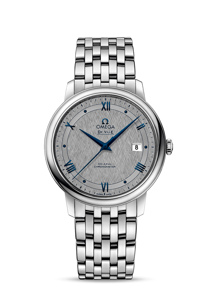 Omega 424.10.40.20.06.002 : De Ville Prestige Co-Axial 39.5 Stainless Steel / Vintage Grey Silk / Bracelet