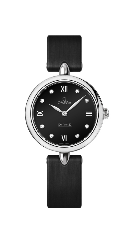 Omega 424.12.27.60.51.001 : De Ville Prestige Dewdrop Quartz 27.4 Stainless Steel / Black