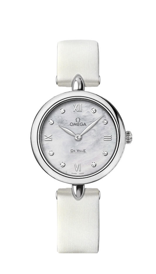 Omega 424.12.27.60.55.001 : De Ville Prestige Dewdrop Quartz 27.4 Stainless Steel / White MOP