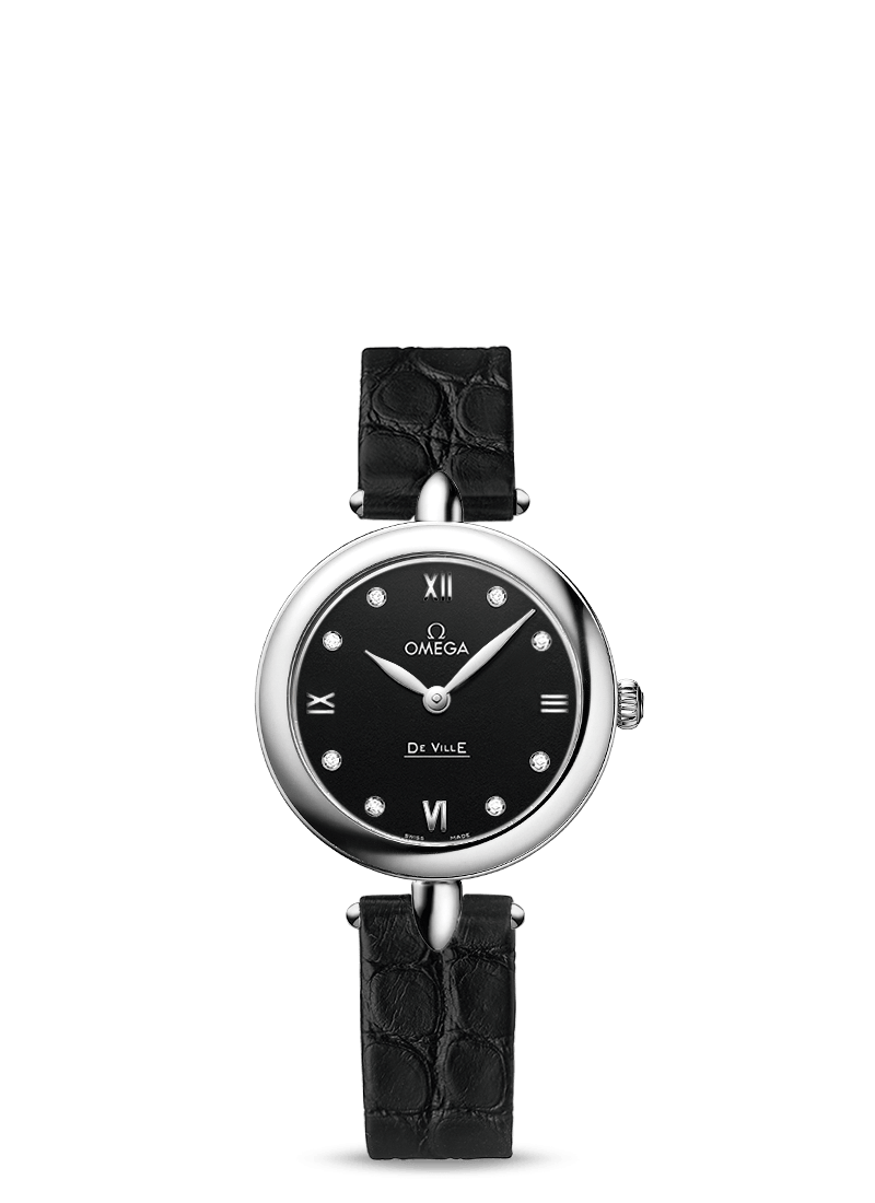 Omega 424.13.27.60.51.001 : De Ville Prestige Dewdrop Quartz 27.4 Stainless Steel / Black