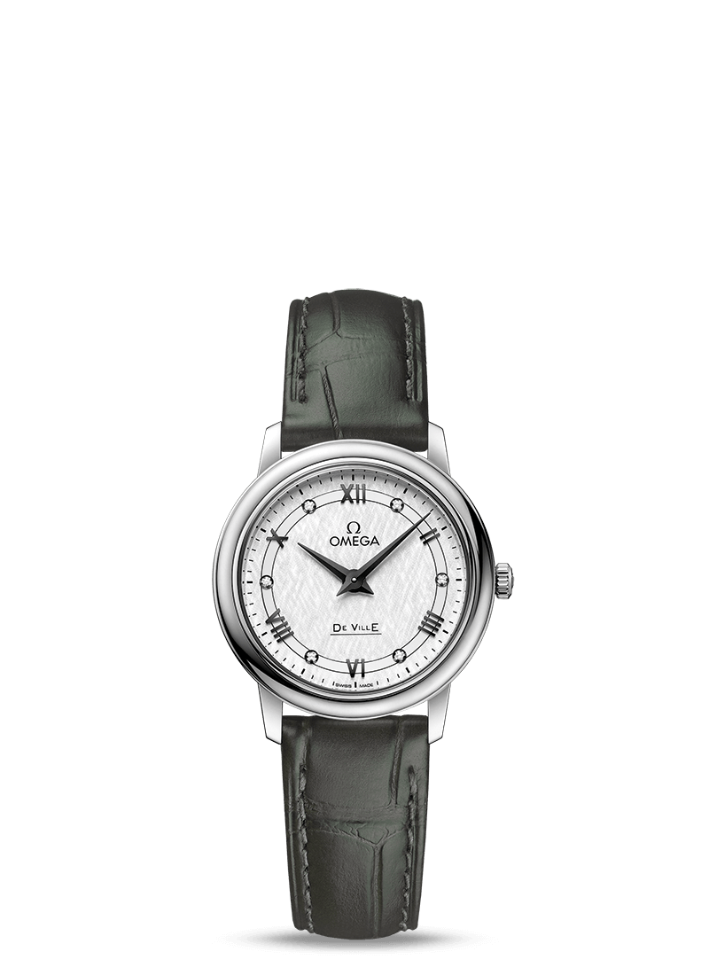 Omega 424.13.27.60.52.002 : De Ville Prestige Quartz 27.4 Stainless Steel / Vintage Silver Silk