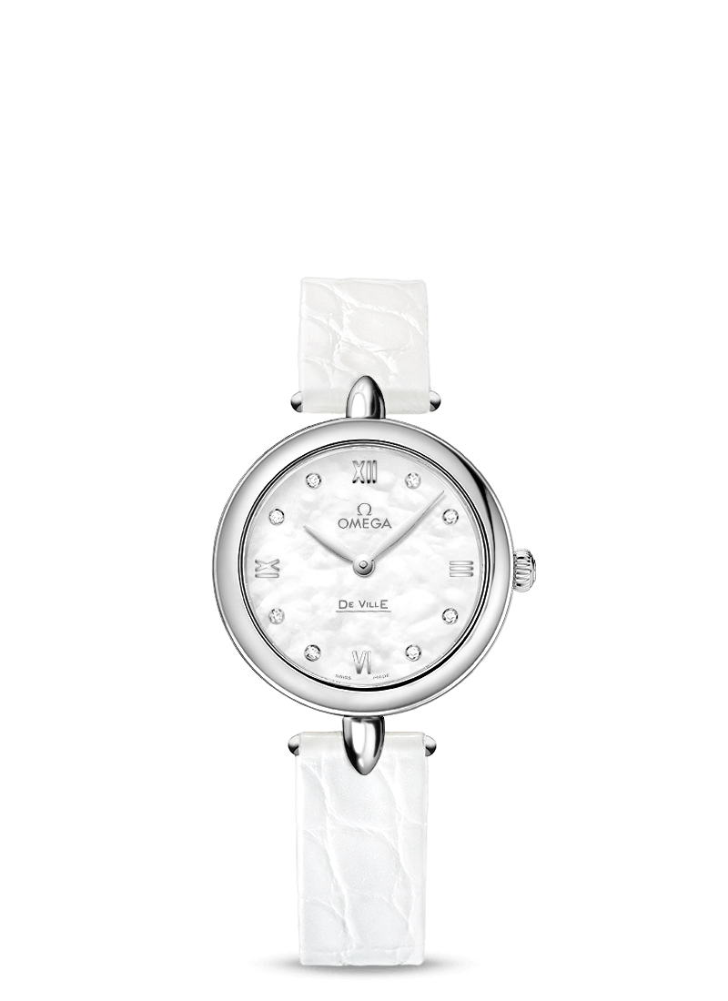 Omega 424.13.27.60.55.001 : De Ville Prestige Dewdrop Quartz 27.4 Stainless Steel / MOP