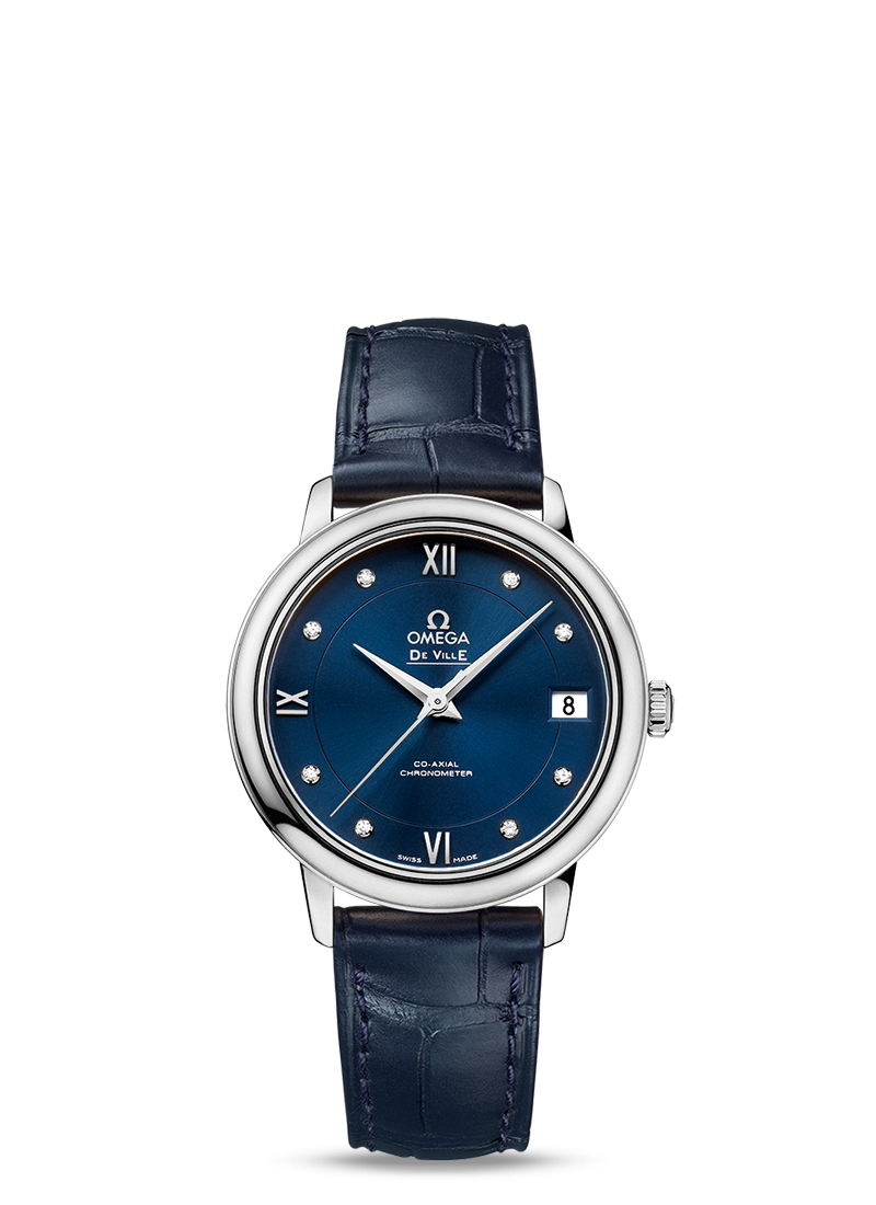 Omega 424.13.33.20.53.001 : De Ville Prestige Co-Axial 32.7 Stainless Steel / Blue