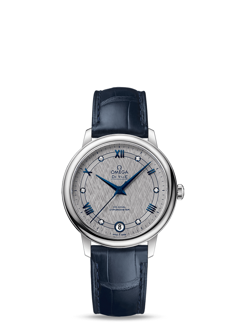 Omega 424.13.33.20.56.002 : De Ville Prestige Co-Axial 32.7 Stainless Steel / Vintage Grey Silk