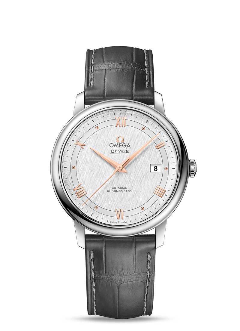 Omega 424.13.40.20.02.005 : De Ville Prestige Co-Axial 39.5 Stainless Steel / Vintage Silk Silver