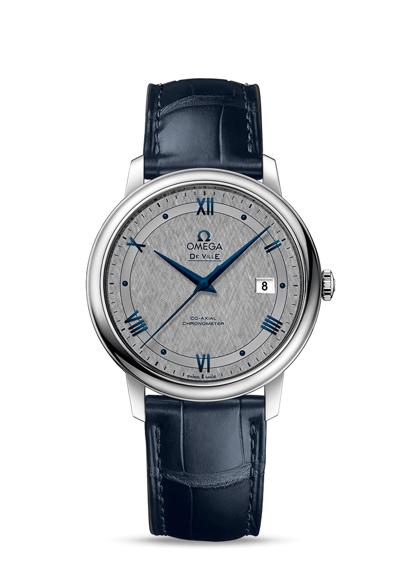 Omega 424.13.40.20.06.002 : De Ville Prestige Co-Axial 39.5 Stainless Steel / Vintage Grey Silk / Bracelet