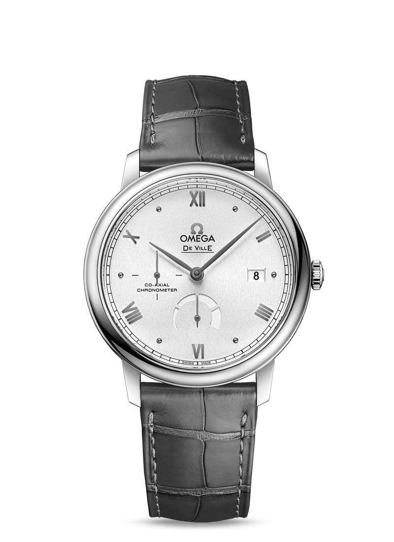 Omega 424.13.40.21.02.005 : De Ville Prestige Co-Axial 39.5 Power Reserve Stainless Steel / Silver Sunburst