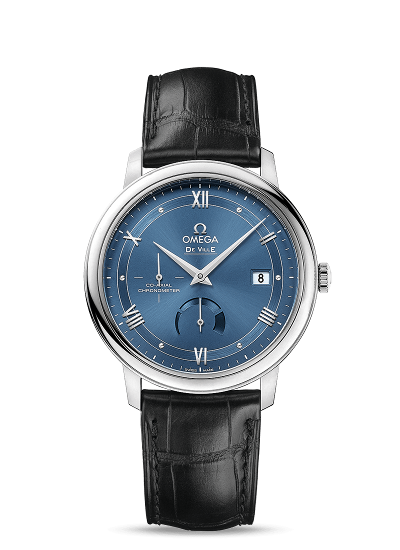 Omega 424.13.40.21.03.002 : De Ville Prestige Co-Axial 39.5 Power Reserve Stainless Steel / Vintage Blue