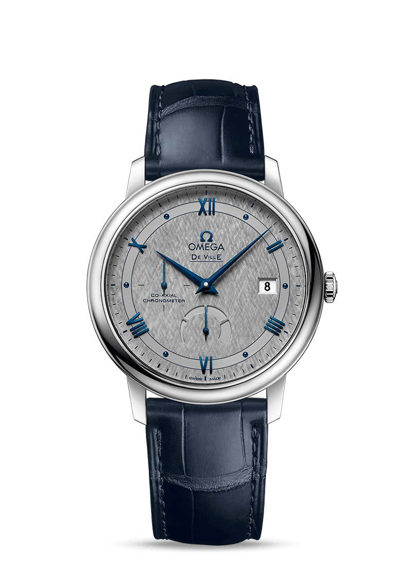 Omega 424.13.40.21.06.002 : De Ville Prestige Co-Axial 39.5 Power Reserve Stainless Steel / Vintage  Grey Silk