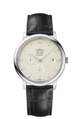 Omega 424.13.40.21.09.001 : De Ville Prestige Co-Axial 39.5 Power Reserve Stainless Steel / Ivory / GUM Red Square