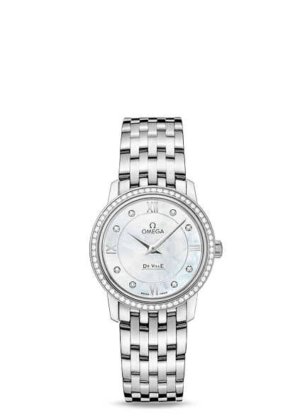 Omega 424.15.27.60.55.001 : De Ville Prestige Quartz 27.4 Stainless Steel / MOP / Bracelet / Diamond