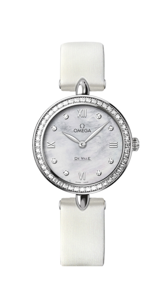 Omega 424.17.27.60.55.001 : De Ville Prestige Dewdrop Quartz 27.4 Stainless Steel / MOP / Diamond