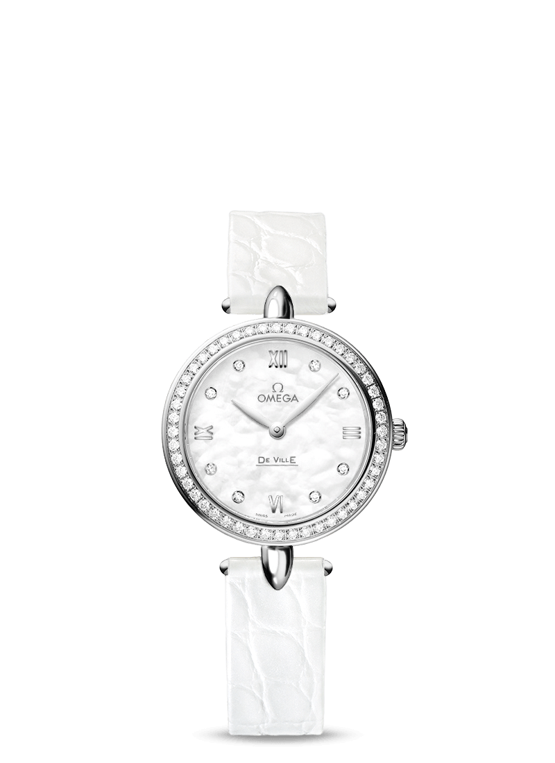 Omega 424.18.27.60.55.001 : De Ville Prestige Dewdrop Quartz 27.4 Stainless Steel / MOP / Diamond