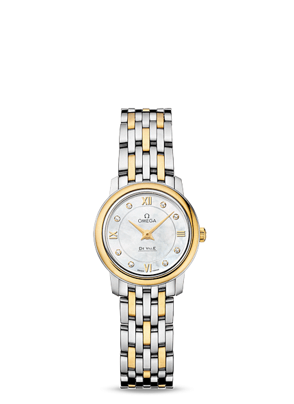 Omega 424.20.24.60.55.001 : De Ville Prestige Quartz 24.4 Stainless Steel / Yellow Gold / MOP / Bracelet