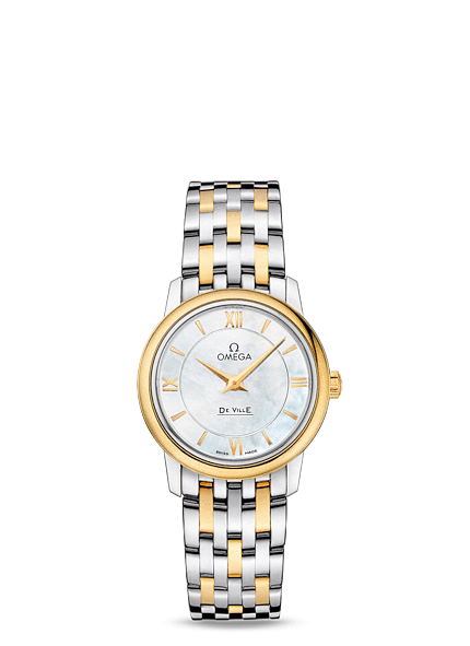 Omega 424.20.27.60.05.001 : De Ville Prestige Quartz 27.4 Stainless Stainless Steel / Yellow Gold / MOP / Bracelet