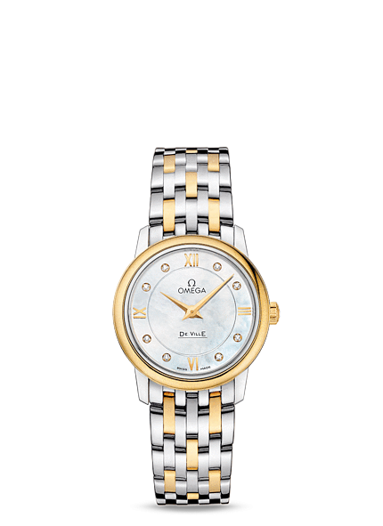 Omega 424.20.27.60.55.001 : De Ville Prestige Quartz 27.4 Stainless Steel / Yellow Gold / MOP / Bracelet