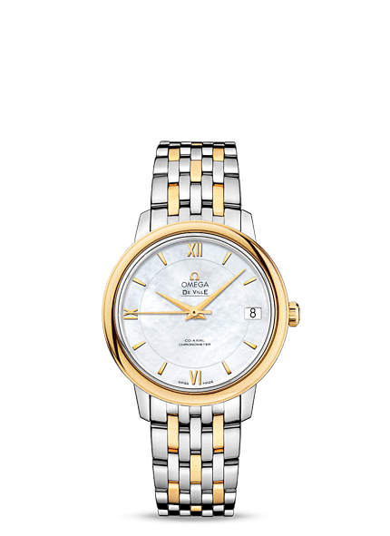 Omega 424.20.33.20.05.001 : De Ville Prestige Co-Axial 32.7 Stainless Steel / Yellow Gold / MOP / Bracelet