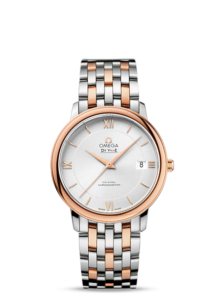 Omega 424.20.37.20.02.002 : De Ville Prestige Co-Axial 36.8 Stainless Steel / Red Gold / Silver / Bracelet