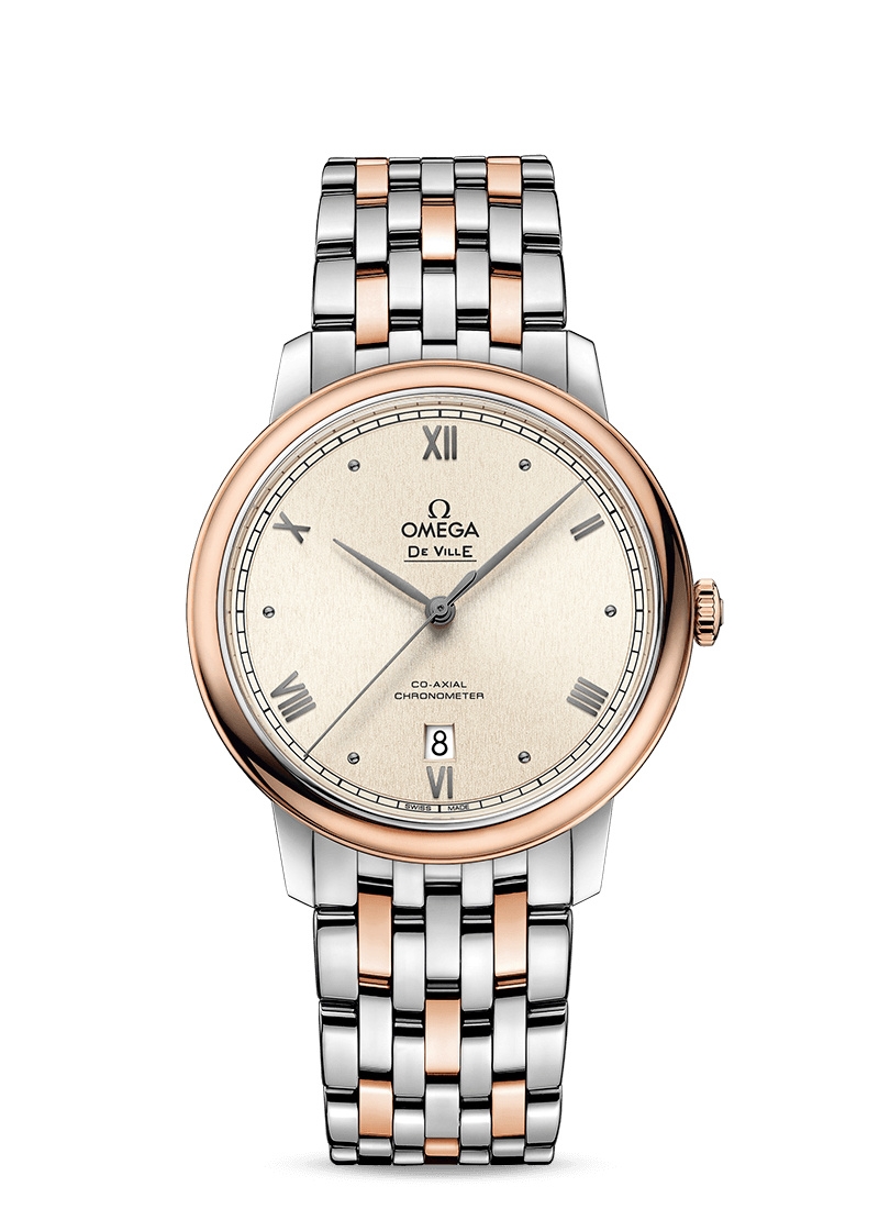 Omega 424.20.40.20.09.001 : De Ville Prestige Co-Axial 39.5 Stainless Steel / Red Gold / Pink Linen / Bracelet