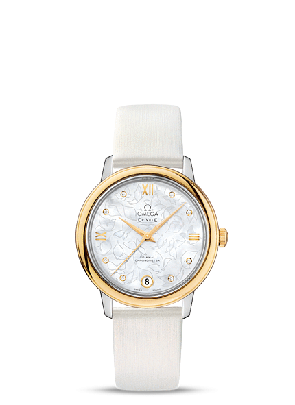 Omega 424.22.33.20.55.002 : De Ville Prestige Co-Axial 32.7 Stainless Steel / Yellow Gold / MOP Butterfly