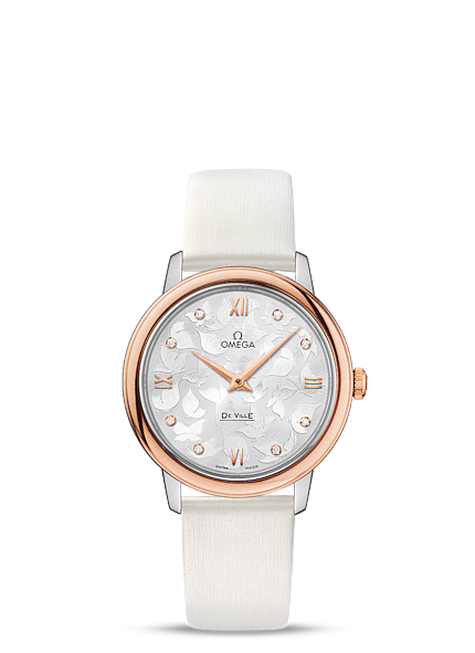 Omega 424.22.33.60.52.001 : De Ville Prestige Quartz 32.7 Butterfly Stainless Steel / Red Gold / MOP