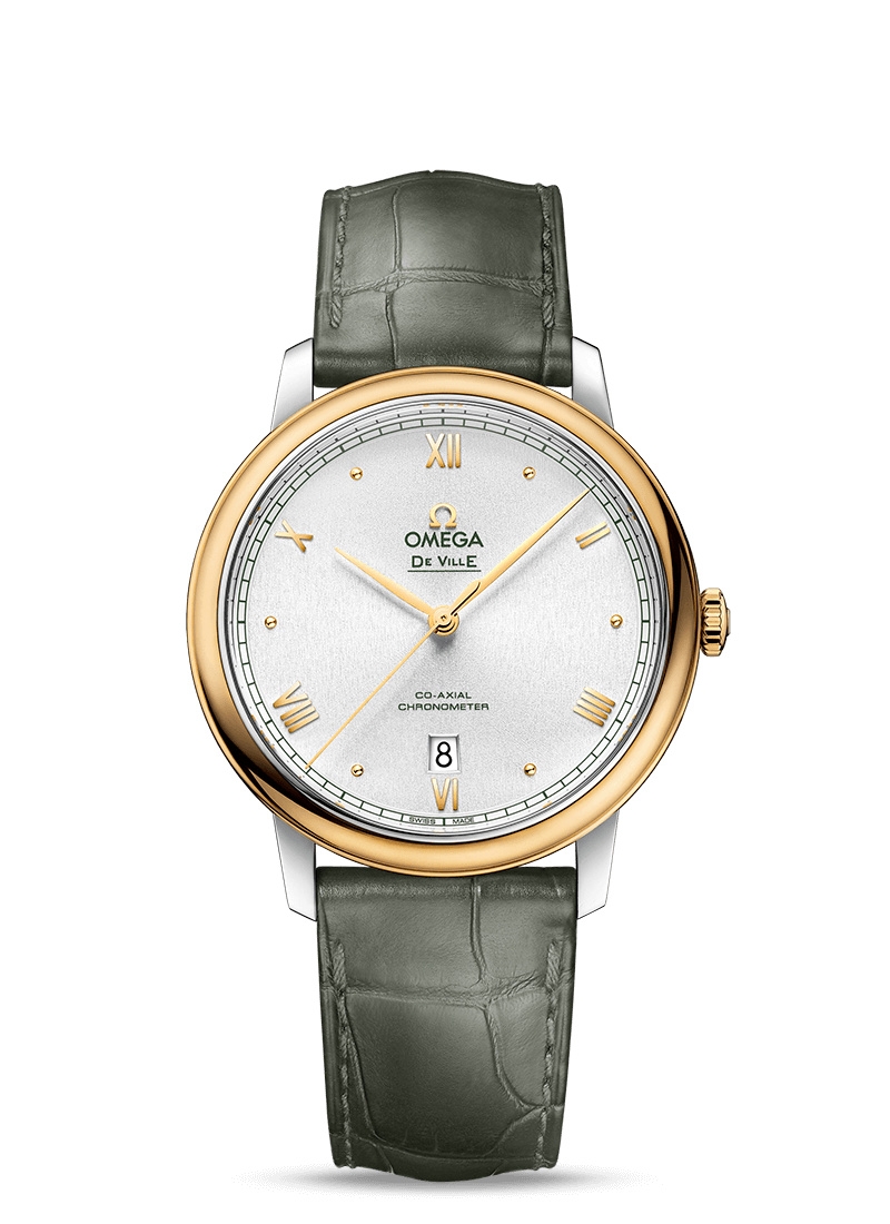 Omega 424.23.40.20.02.004 : De Ville Prestige Co-Axial 39.5 Stainless Steel / Yellow Gold / Silver Sunburst