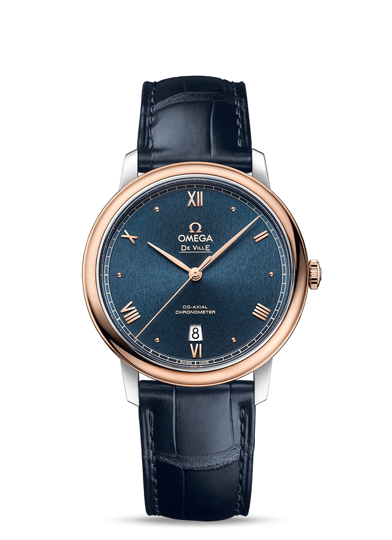 Omega 424.23.40.20.03.001 : De Ville Prestige Co-Axial 39.5 Stainless Steel / Red Gold / Blue Sunburst