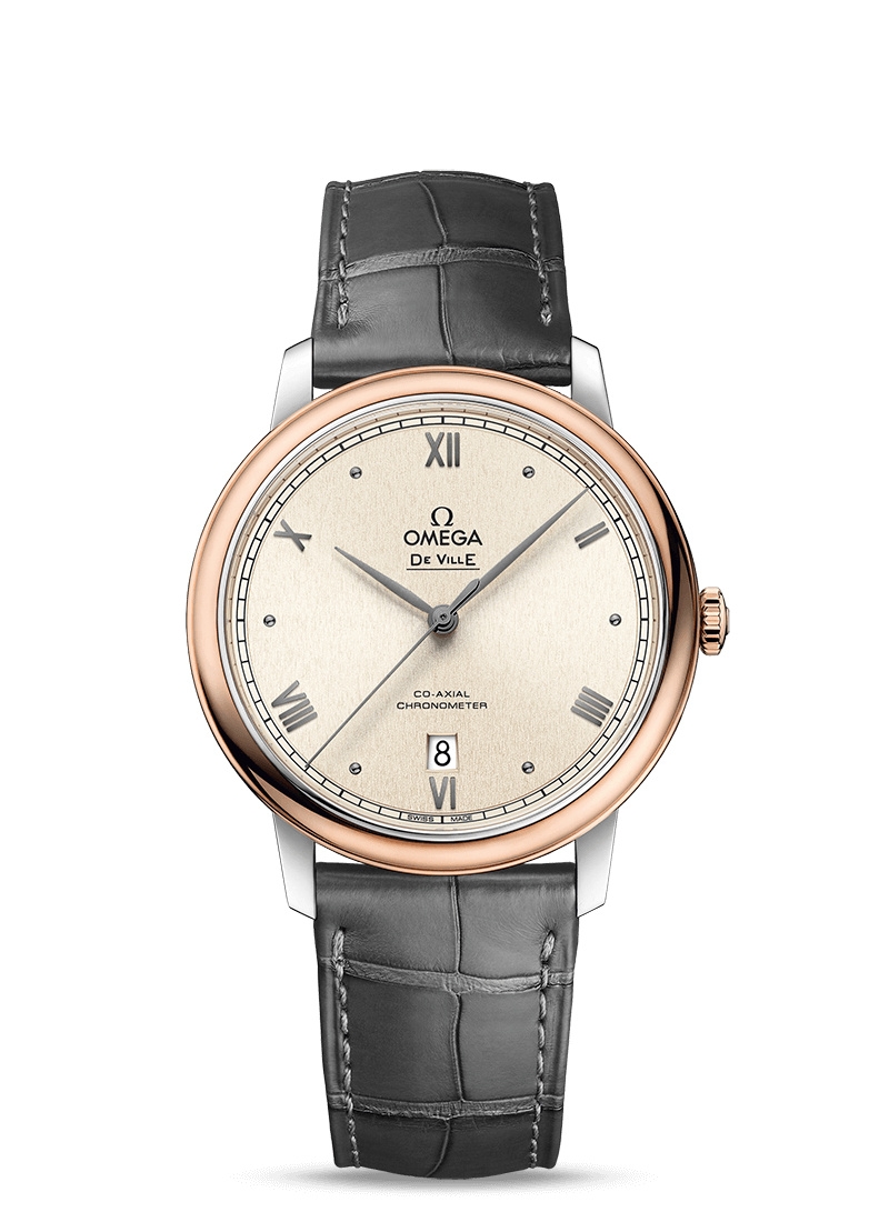 Omega 424.23.40.20.09.001 : De Ville Prestige Co-Axial 39.5 Stainless Steel / Red Gold / Pink Linen