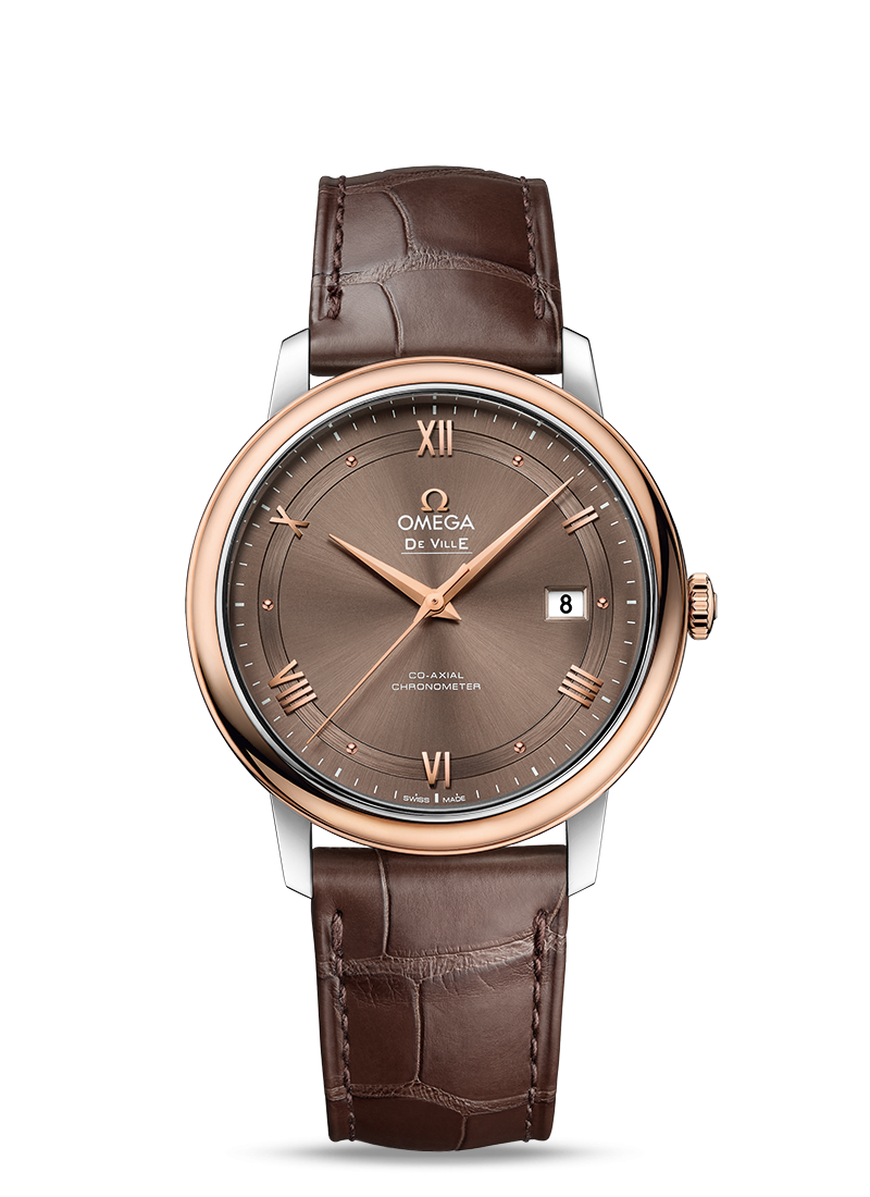 Omega 424.23.40.20.13.001 : De Ville Prestige Co-Axial 39.5 Stainless Steel / Red Gold / Vintage Brown