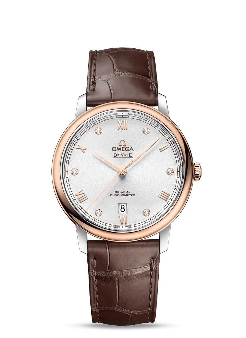Omega 424.23.40.20.52.001 : De Ville Prestige Co-Axial 39.5 Stainless Steel / Red Gold / Silver Sunburst