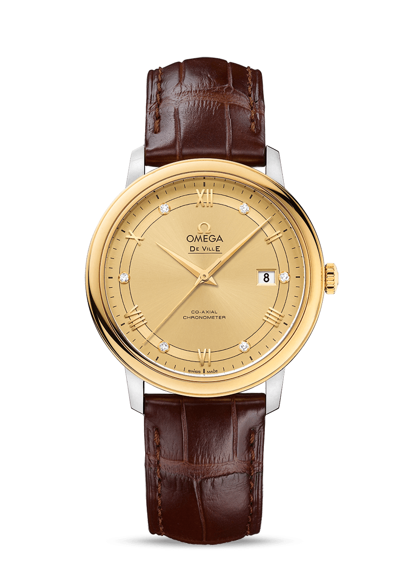 Omega 424.23.40.20.58.001 : De Ville Prestige Co-Axial 39.5 Stainless Steel / Yellow Gold / Vintage Champagne