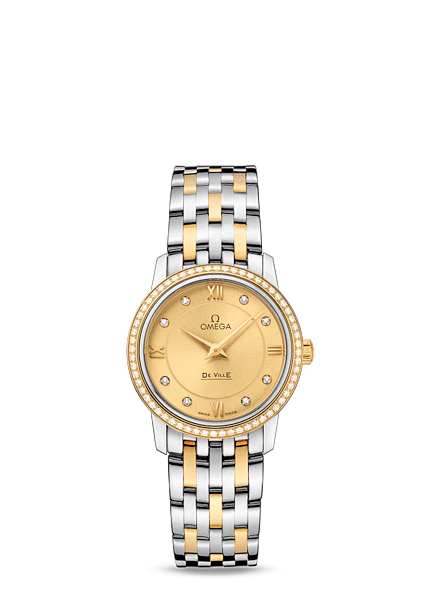Omega 424.25.27.60.58.001 : De Ville  Prestige Quartz 27 Stainless Steel / Yellow Gold / Diamond / Bracelet