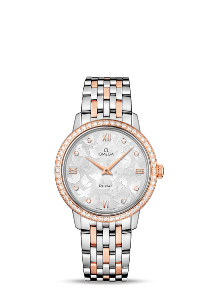 Omega 424.25.33.60.52.001 : De Ville Prestige Quartz 32.7 Butterfly Stainless Steel / Red Gold / Diamond / Bracelet