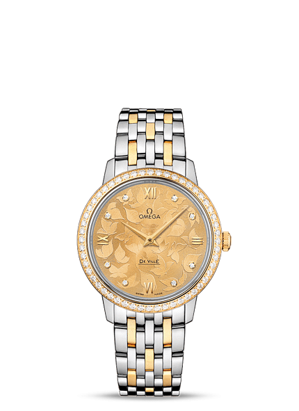 Omega 424.25.33.60.58.001 : De Ville Prestige Quartz 32.7 Butterfly Stainless Steel / Yellow Gold / Diamond / Bracelet