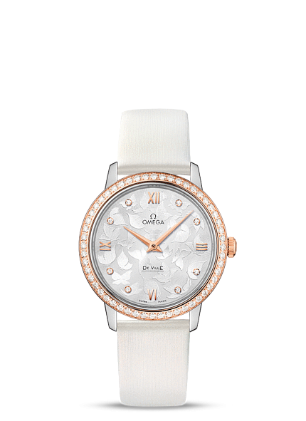 Omega 424.27.33.60.52.001 : De Ville Prestige Quartz 32.7 Butterfly Stainless Steel / Red Gold