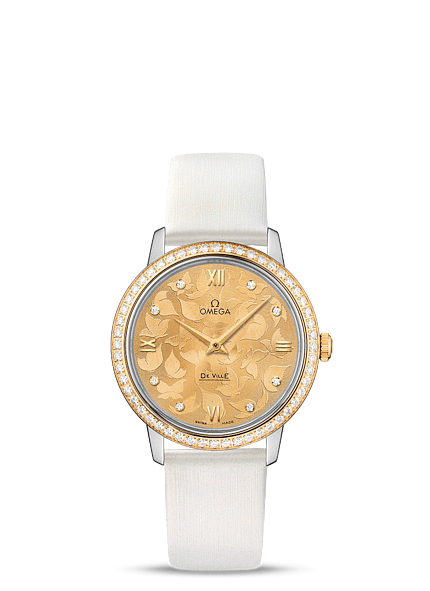 Omega 424.27.33.60.58.001 : De Ville Prestige Quartz 32.7 Butterfly Stainless Steel / Yellow Gold / Diamond