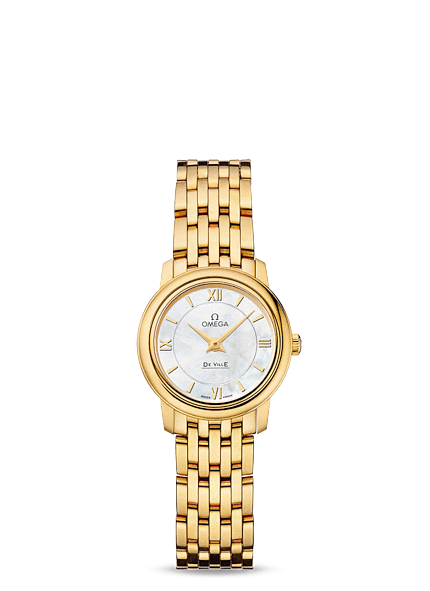 Omega 424.50.24.60.05.001 : De Ville Prestige Quartz 24.4 Yellow Gold / MOP / Bracelet