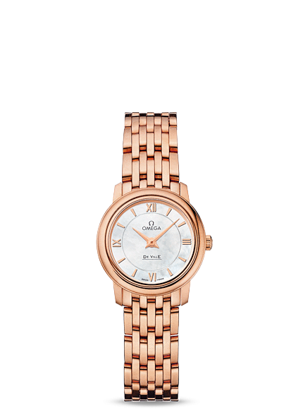 Omega 424.50.24.60.05.002 : De Ville Prestige Quartz 24.4 Red Gold / MOP / Bracelet