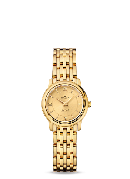 Omega 424.50.24.60.08.001 : De Ville Prestige Quartz 24.4 Yellow Gold / Champagne / Bracelet