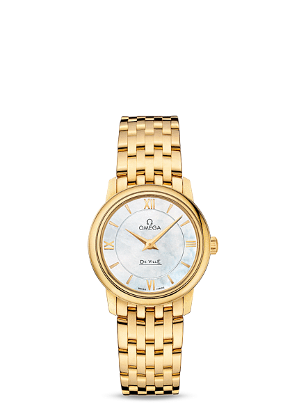 Omega 424.50.27.60.05.001 : De Ville Prestige Quartz 27.4 Yellow Gold / MOP / Bracelet