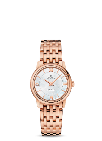 Omega 424.50.27.60.05.002 : De Ville Prestige Quartz 27.4 Red Gold / MOP / Bracelet