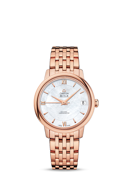 Omega 424.50.33.20.05.002 : De Ville Prestige Co-Axial 32.7 Red Gold / MOP / Bracelet