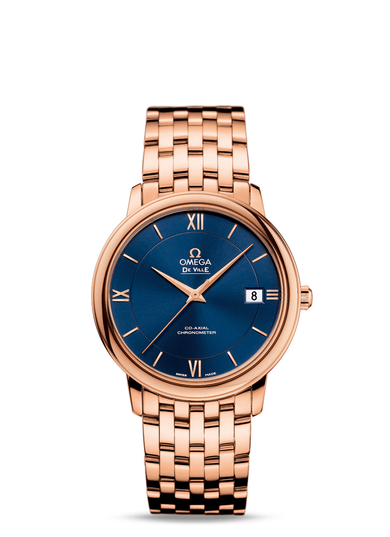 Omega 424.50.37.20.03.002 : De Ville Prestige Co-Axial 36.8 Red Gold / Blue / Bracelet