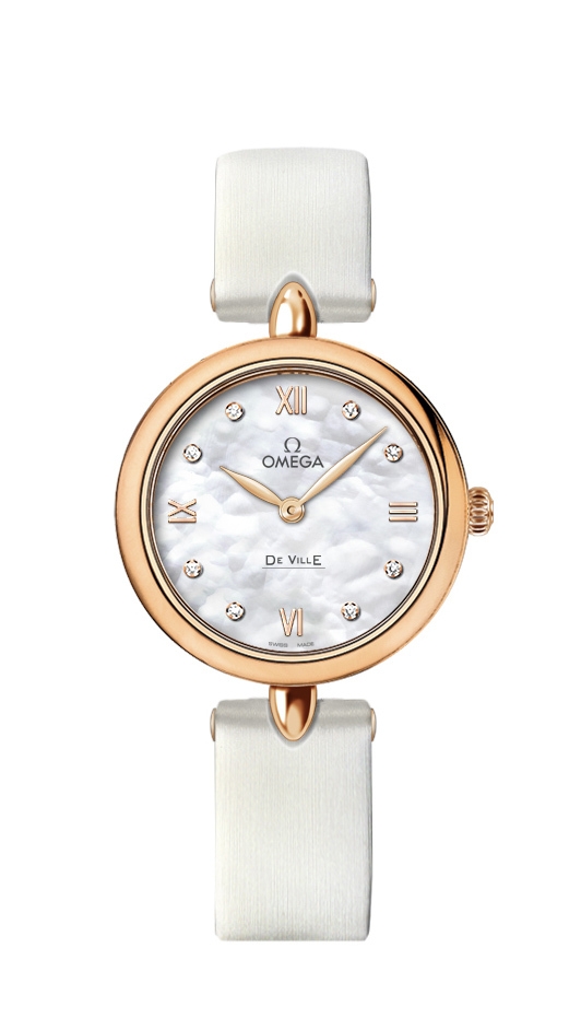 Omega 424.52.27.60.55.002 : De Ville Prestige Dewdrop Quartz 27.4 Red Gold / White MOP