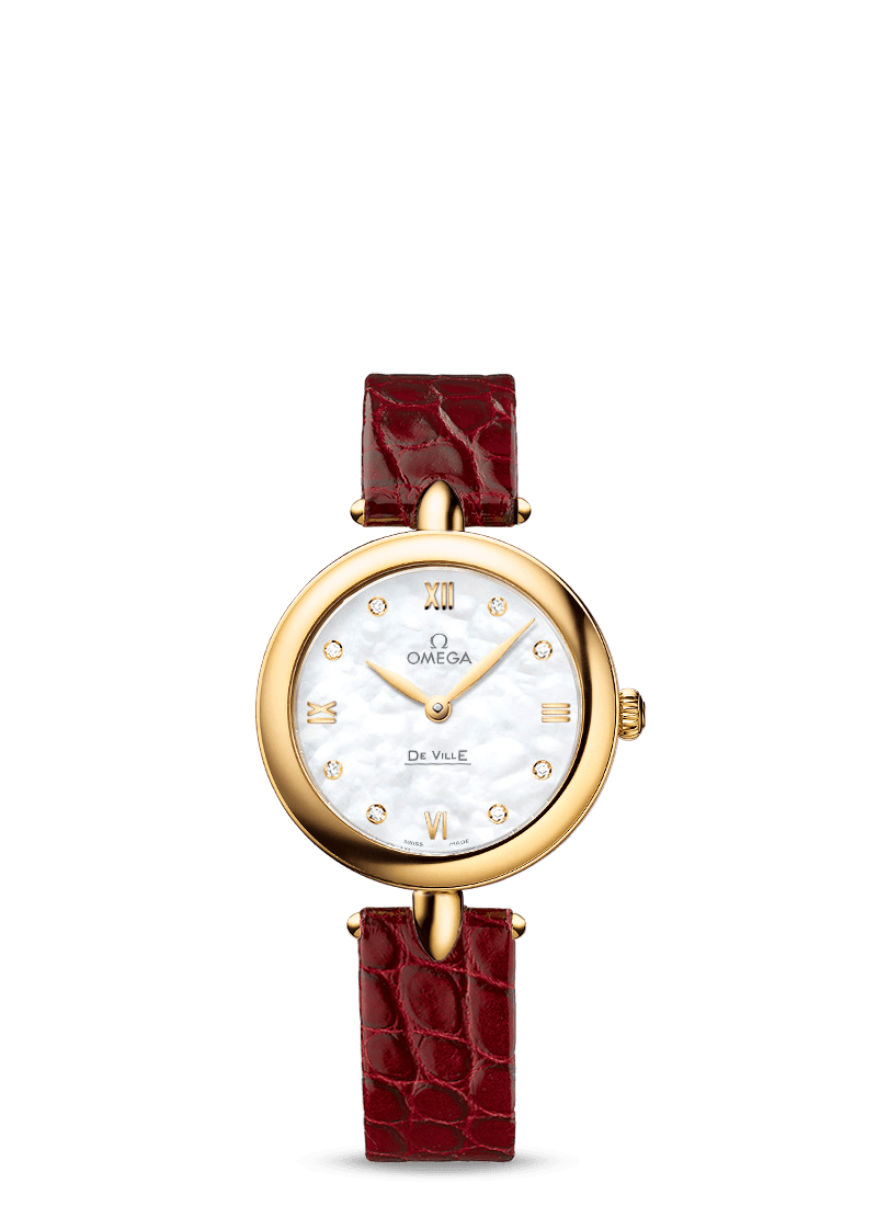 Omega 424.53.27.60.55.001 : De Ville Prestige Dewdrop Quartz 27.4 Yellow Gold / MOP