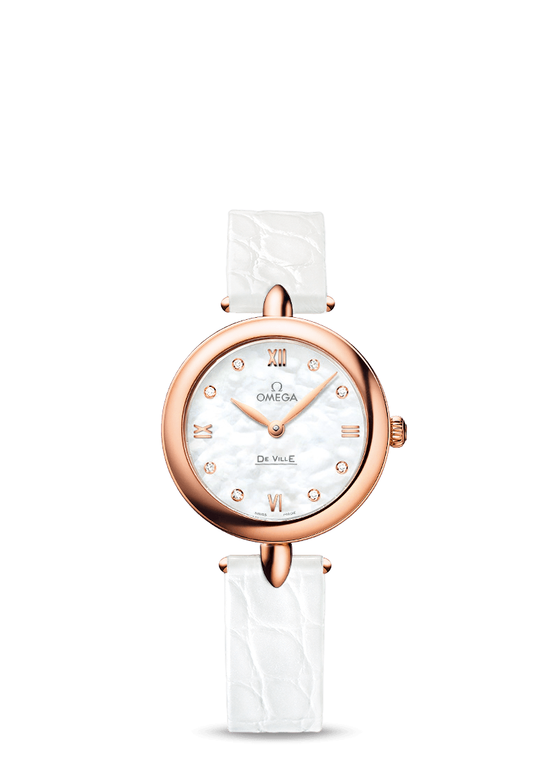 Omega 424.53.27.60.55.002 : De Ville Prestige Dewdrop Quartz 27.4 Red Gold / MOP