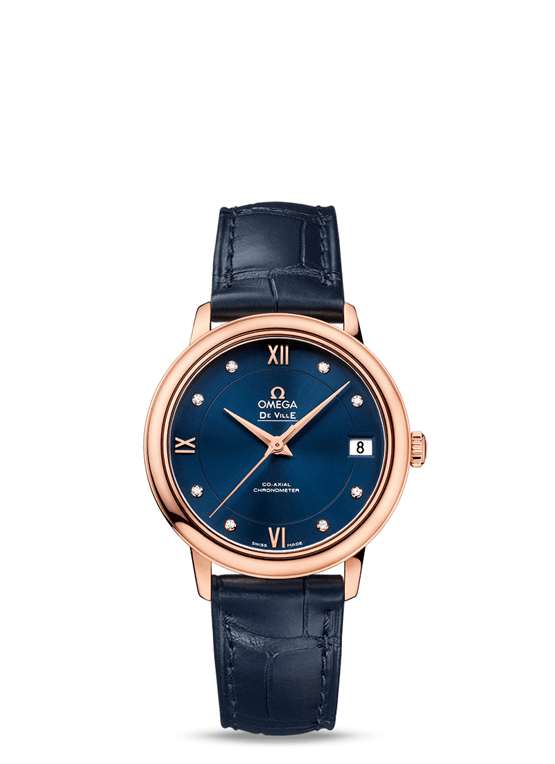 Omega 424.53.33.20.53.001 : De Ville Prestige Co-Axial 32.7 Red Gold / Blue