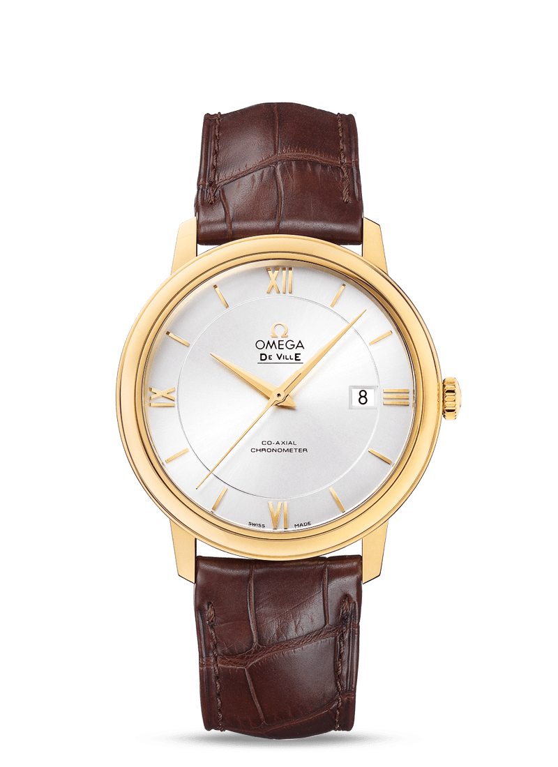 Omega 424.53.40.20.02.002 : De Ville Prestige Co-Axial 39.5 Yellow Gold / Silver
