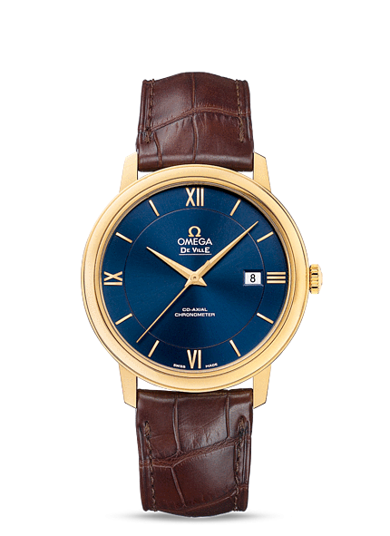 Omega 424.53.40.20.03.001 : De Ville Prestige Co-Axial 39.5 Yellow Gold / Blue