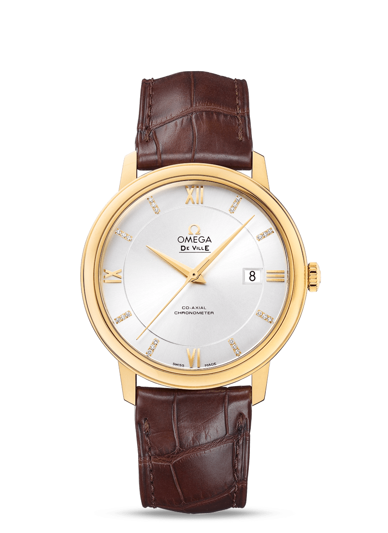 Omega 424.53.40.20.52.001 : De Ville Prestige Co-Axial 39.5 Yelllow Gold / Silver